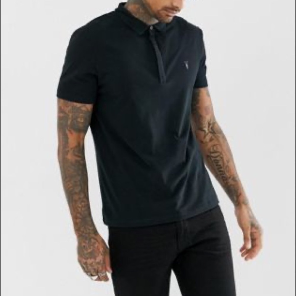 All Saints Black polo shirt sz L